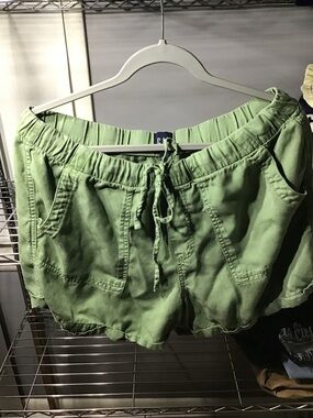 GAP Women's Sage Green Drawstring High-Rise Athletic Shorts